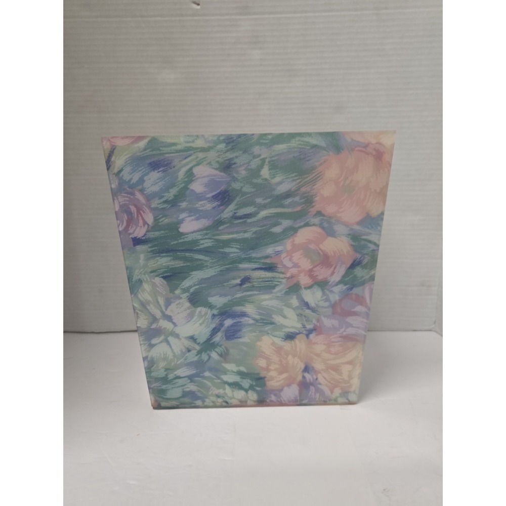 Vintage 80s Floral Chiffon Pastel Plastic Waste Basket Miami Chic Cottagecore